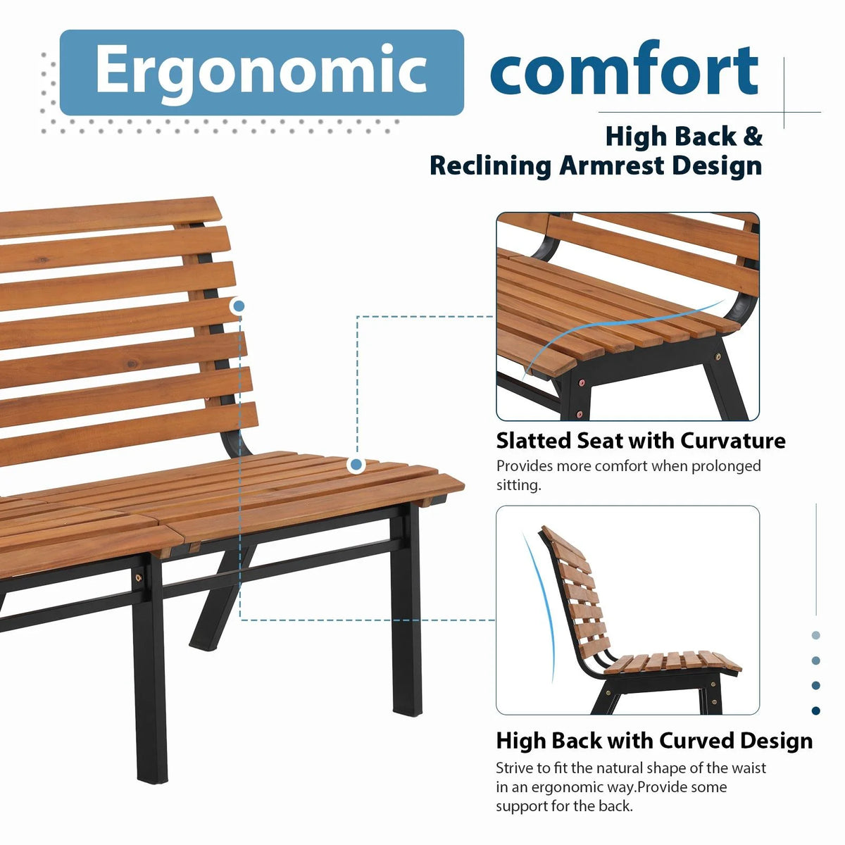 Acacia Wood 2 Person Garden Bench J141