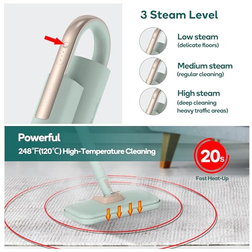 1200W Steam Mop & Detachable Handheld Cleaner with 11 Accessories & 2 Pads J5807