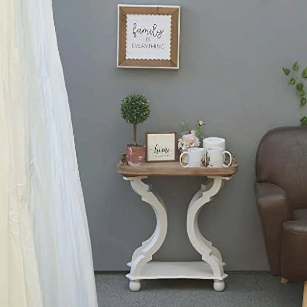 Farmhouse Wood Accent Table with Tray Top K6484