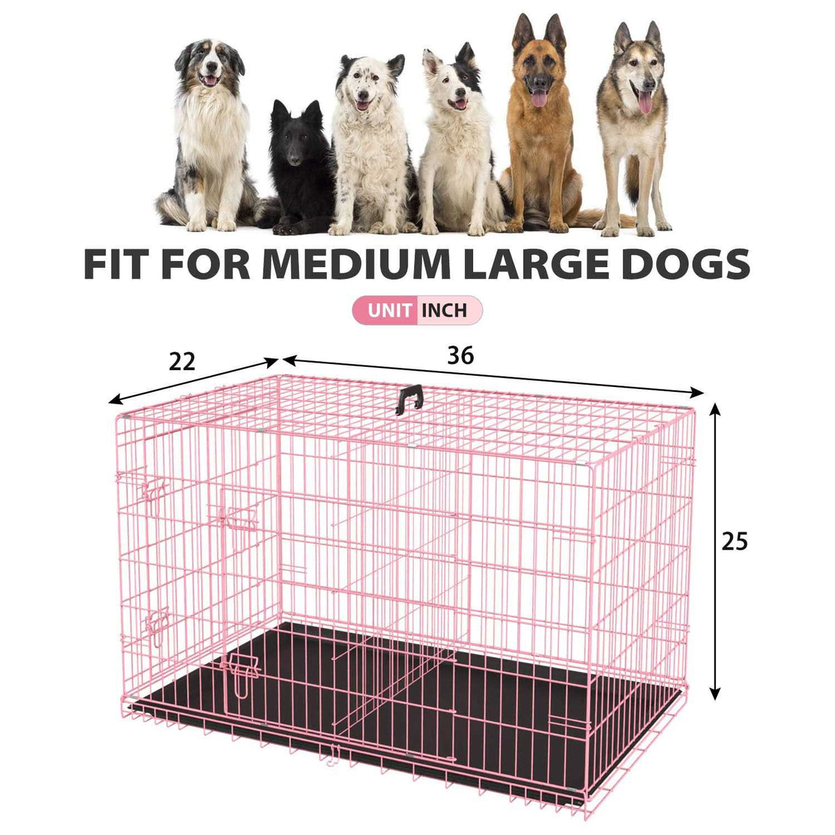 48 Inch Folding Wire Dog Crate with Double-Door A3711