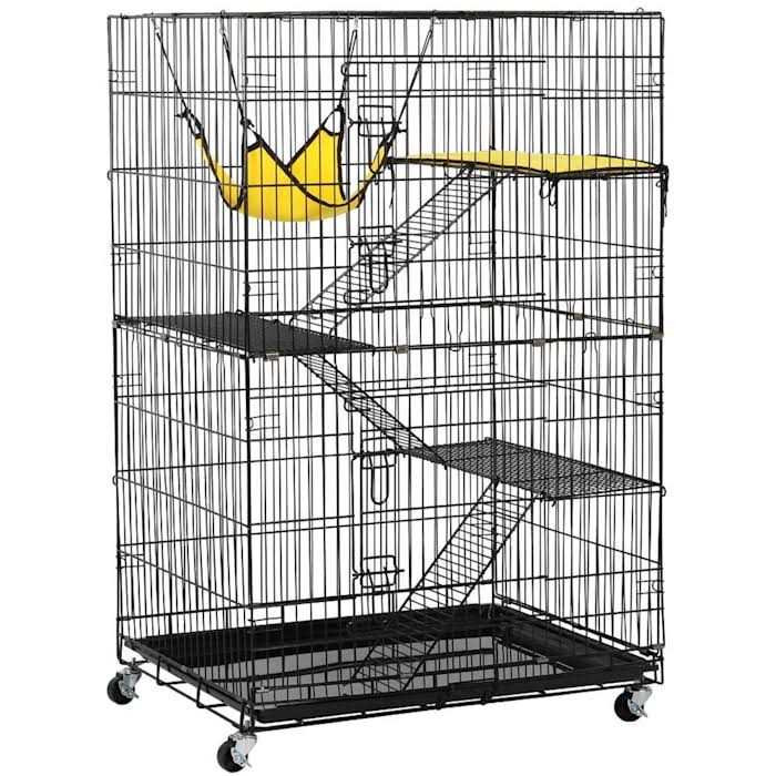 Black Rolling 4-Tier Small Animal Cage L11441