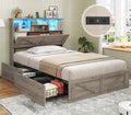 Full Size Bed Frame with 4 Storage Drawers and Rattan Headboard K708685
