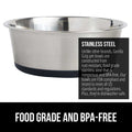 Stainless Steel Dog Bowl Set of 2 Rubber Base B420