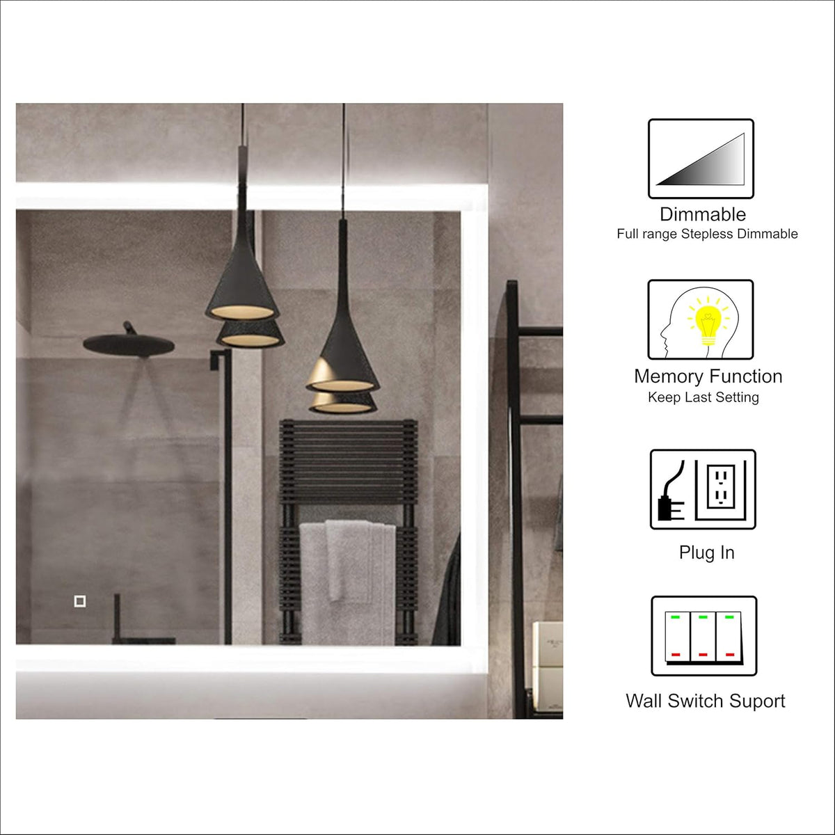 24x36 Inch LED Lighted Bathroom Mirror Wall Mounted R467339