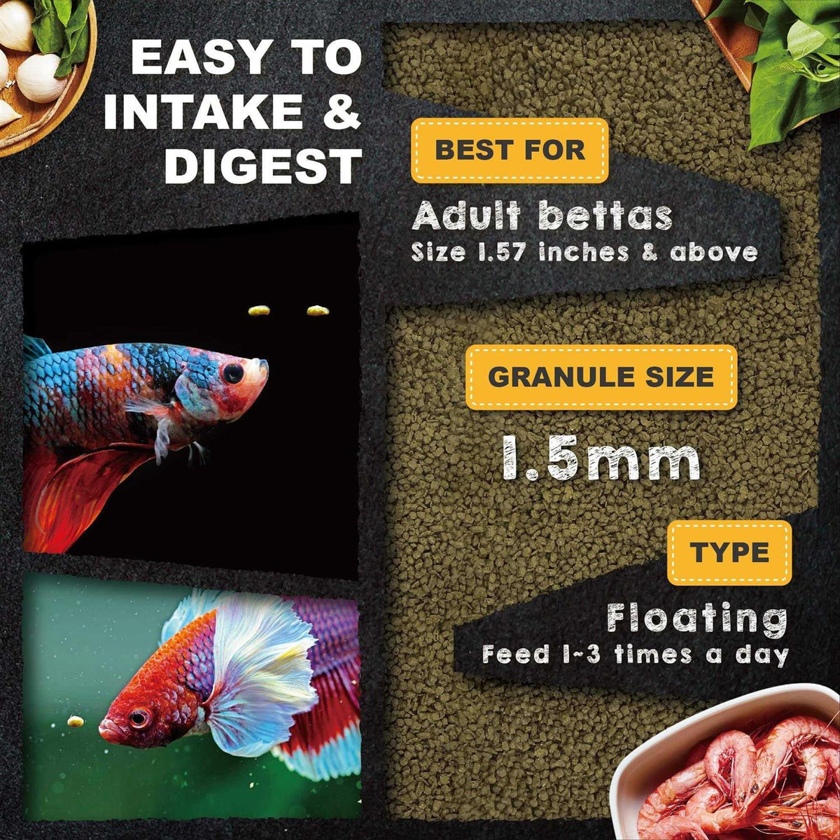 Betta Fish Food Shrimp Patties W168
