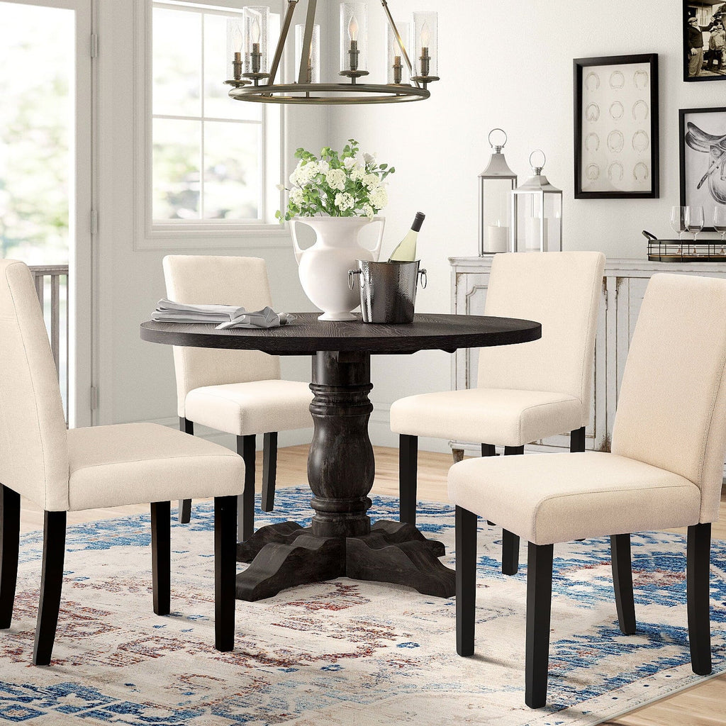 Set of 4 Upholstered Dining Chairs with Wooden Legs J26108
