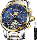 Automatic Skeleton Tourbillon Mechanical Stainless Steel Blue Dial Watch D830590