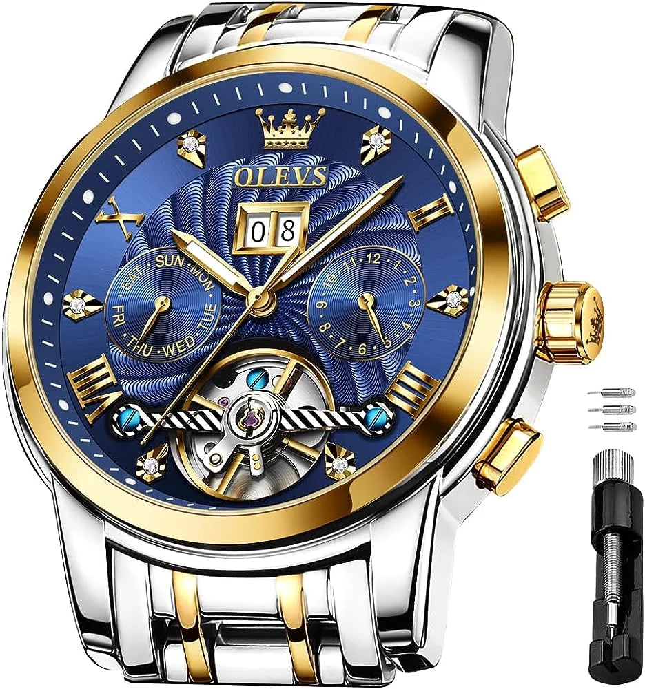 Automatic Skeleton Tourbillon Mechanical Stainless Steel Blue Dial Watch D830590