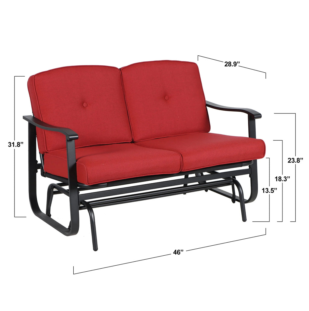 2-Person Outdoor Glider Bench with Cushions, Beige S110120