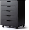White 5 Drawer Mobile Filing Cabinet with Side Cabinet D948