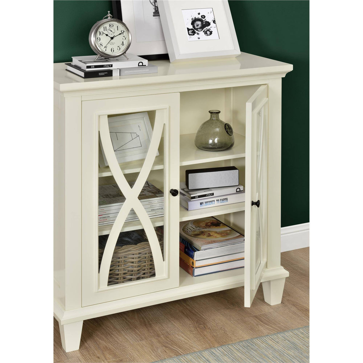 Ivory Double Door Accent Cabinet E75027