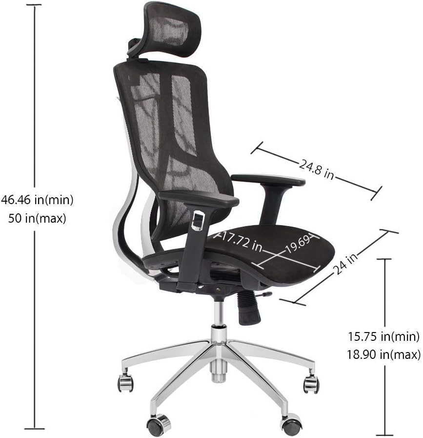 Black Ergonomic Mesh Office Chair with Headrest and 3D Armrest O41302