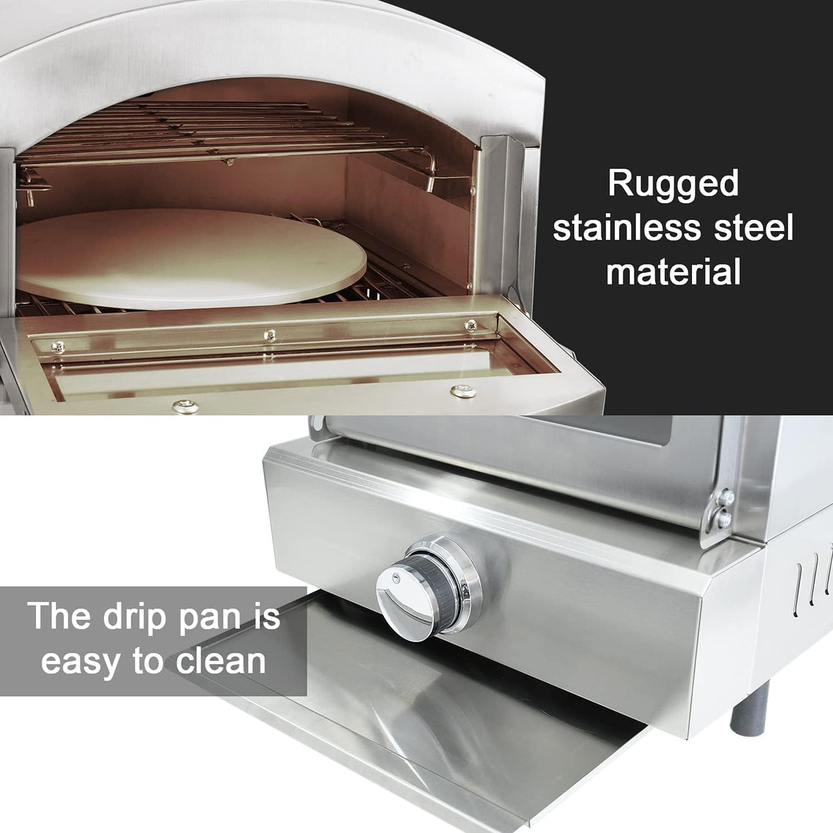 Portable Propane Outdoor Pizza Oven with 14in Pizza Stone W53359