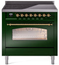 36 Induction Range with Electric Oven in Emerald Green with Brass Trim Q26053