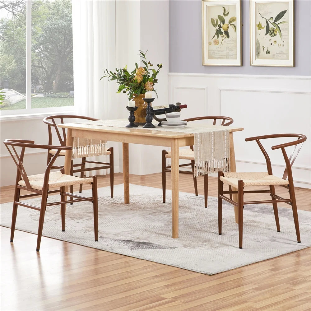 Set of 2 Weave Arm Dining Chairs X4906