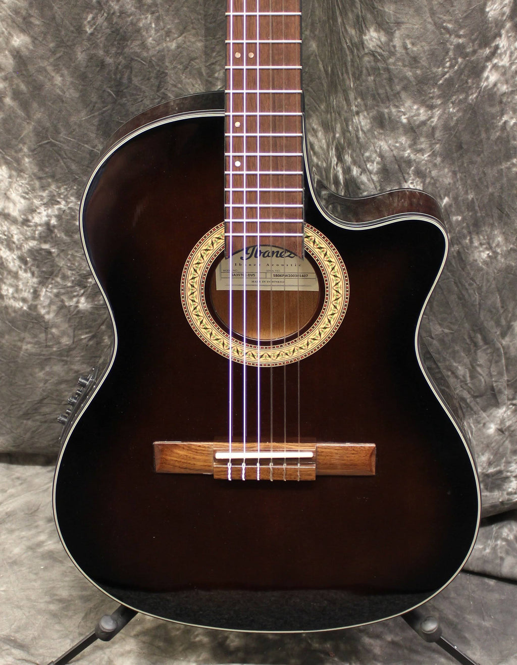 Dark Violin Sunburst Thinline Acoustic-Electric Classical Guitar R459420