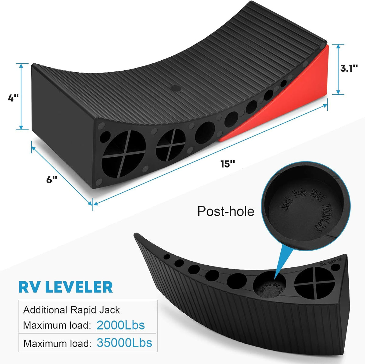 Camper Leveler Kit with Wheel Chocks and Anti-Slip Mats, 2 Packs B646