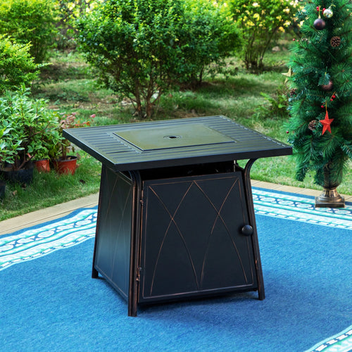 28'' Gas Fire Pit Table with Blue Fire Glass Q244903
