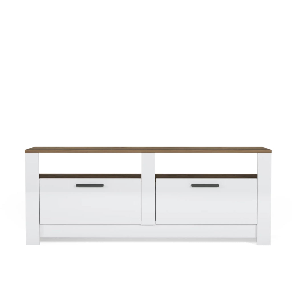 White and Oak 57 Inch 2 Drawer TV Stand S848