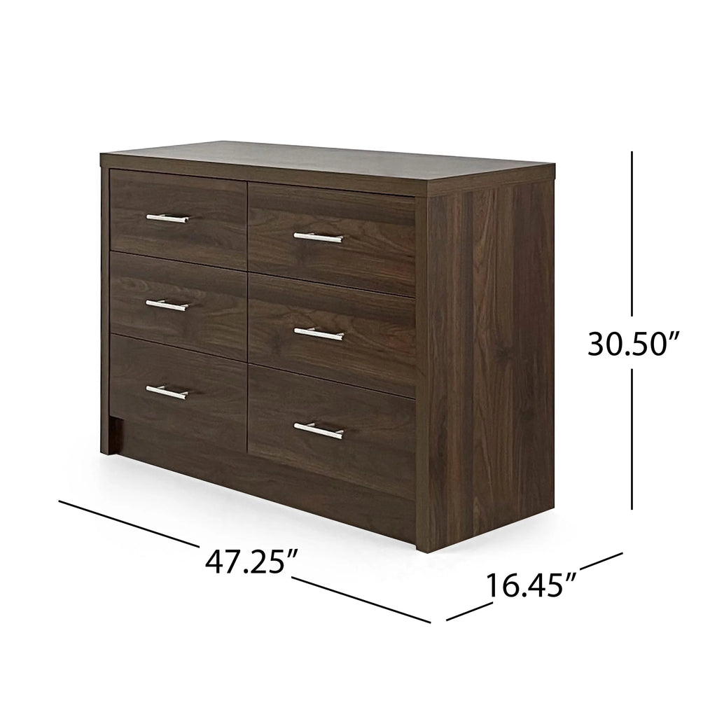 Faux Wood 6 Drawer Double Dresser X54025