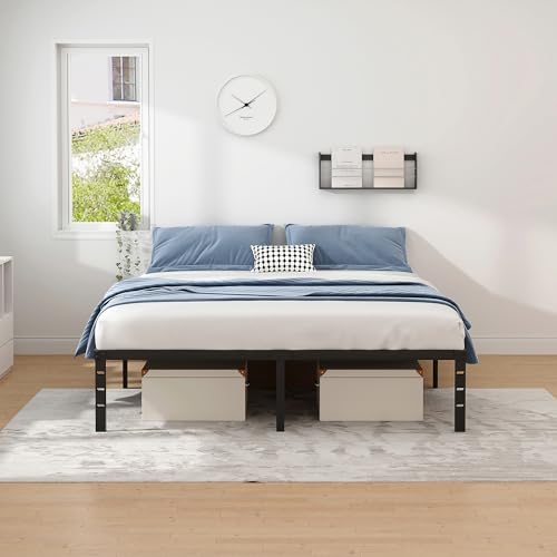 Full Size 18 Inch Black Metal Bed Frame with Storage M1412