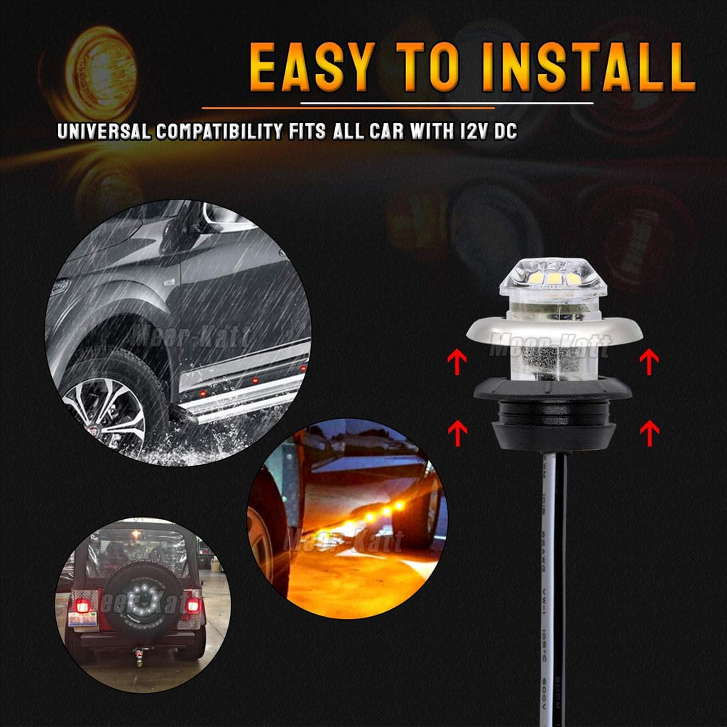 3/4 Inch Round Amber LED Side Marker Lights 100 Pack Q66853