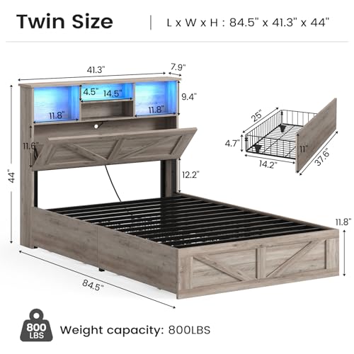 Full Size Bed Frame with 4 Storage Drawers and Rattan Headboard K708685