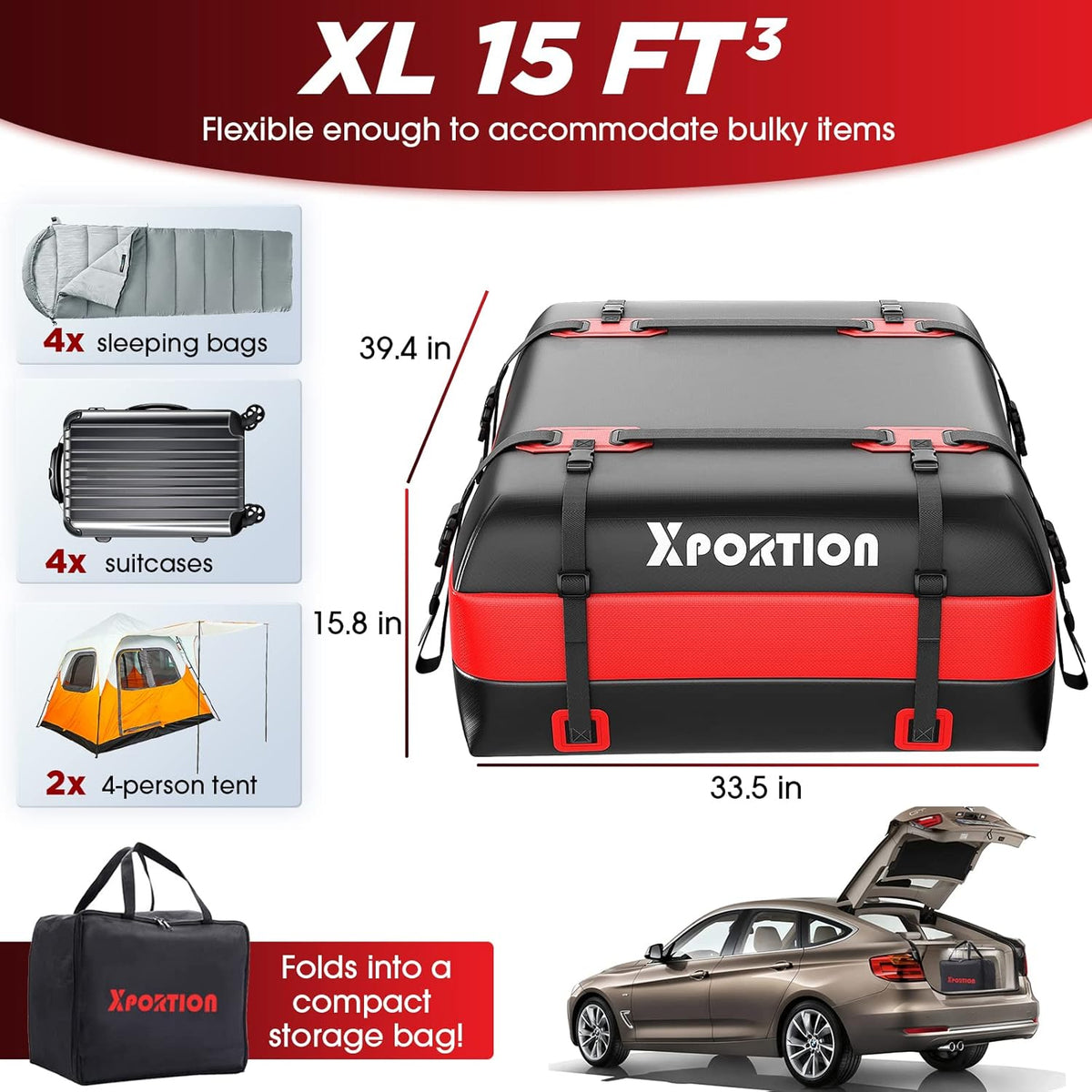 20 Cubic Feet Waterproof Rooftop Cargo Carrier Bag P5033