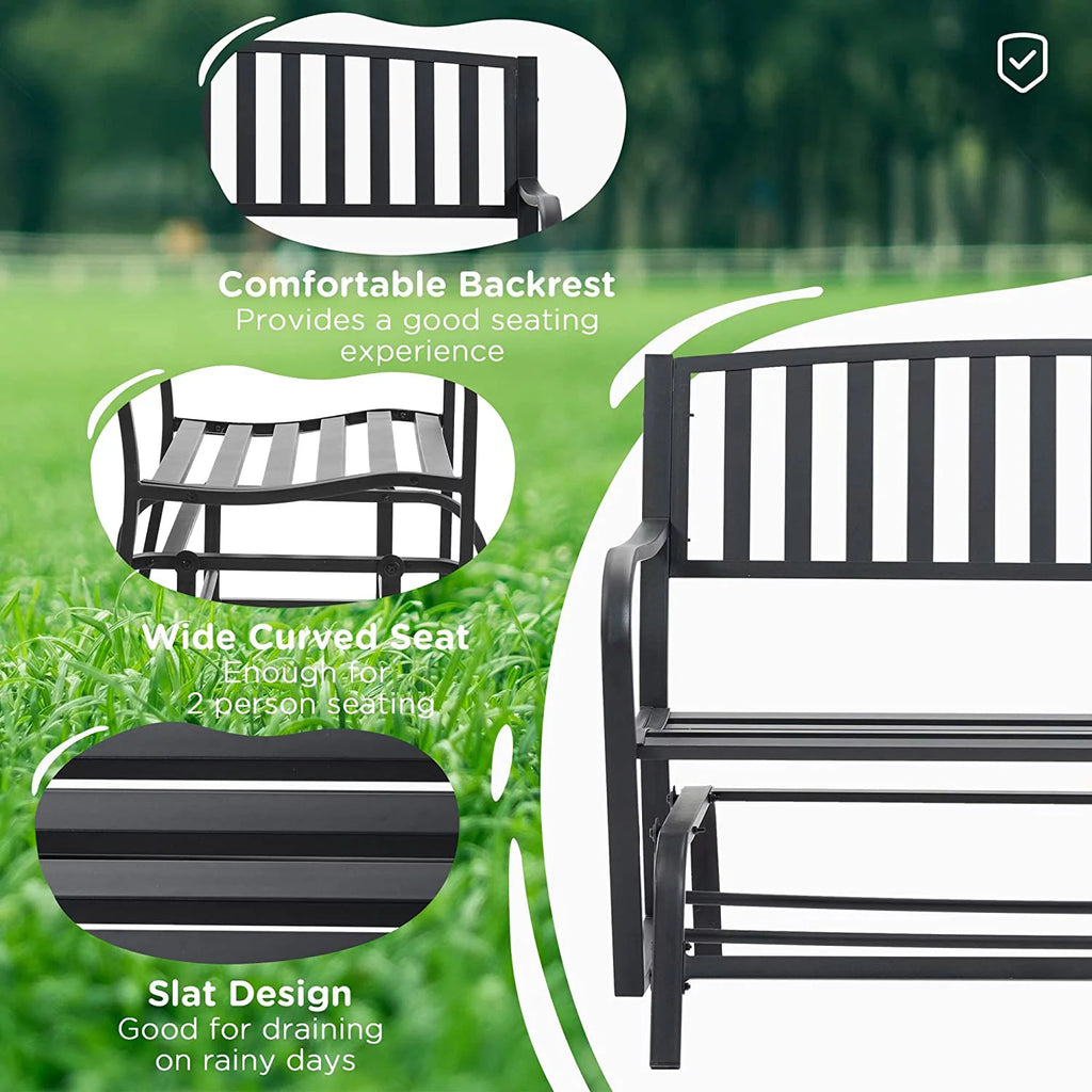Black Patio Glider Bench E236110
