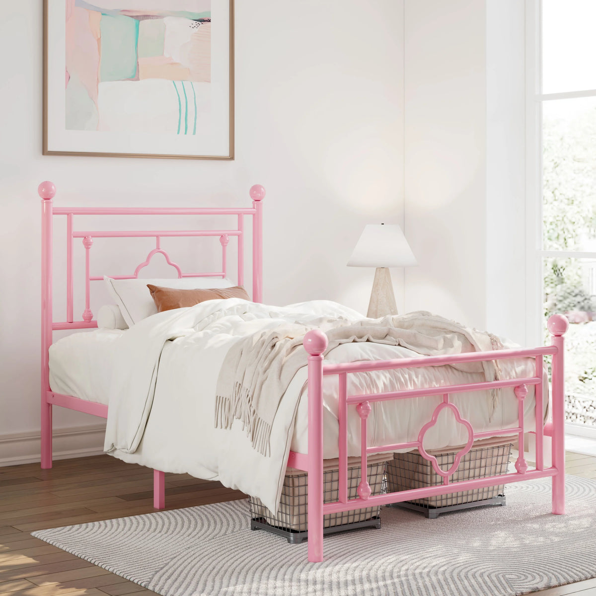Queen Size Black Metal Platform Bed Frame with Headboard and Footboard S673