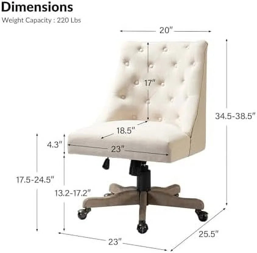 Beige Tufted Upholstered Armless Office Chair X81944
