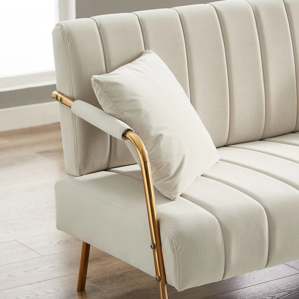 Velvet Upholstered Loveseat Sofa with 2 Throw Pillows K109641