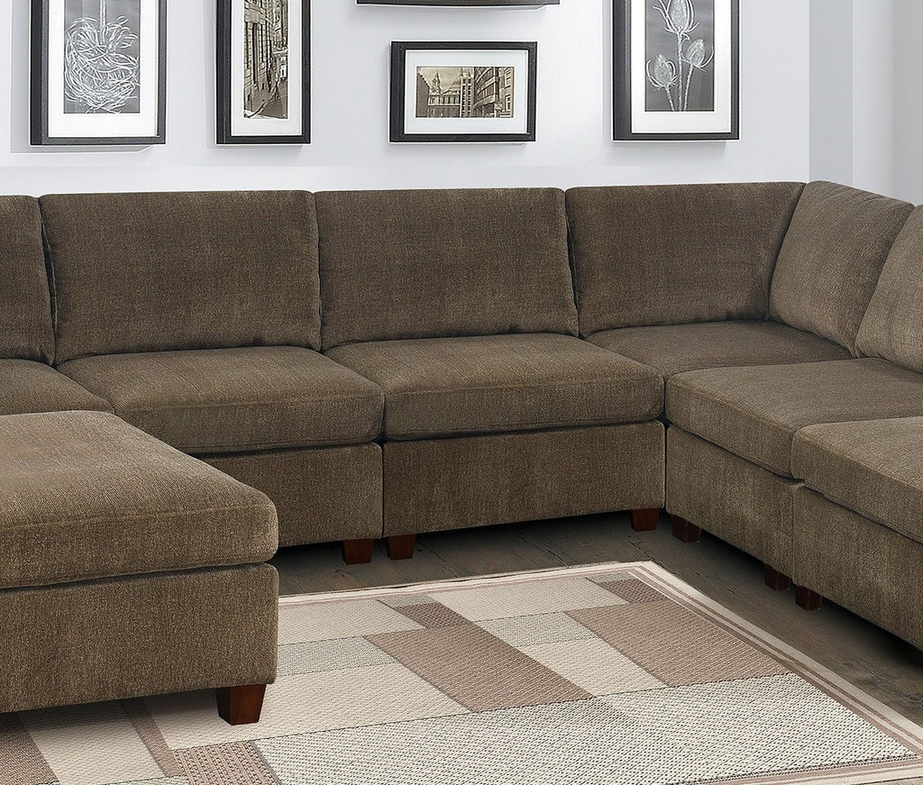 Tan Chenille Modular Sectional 7Pc Set E291626