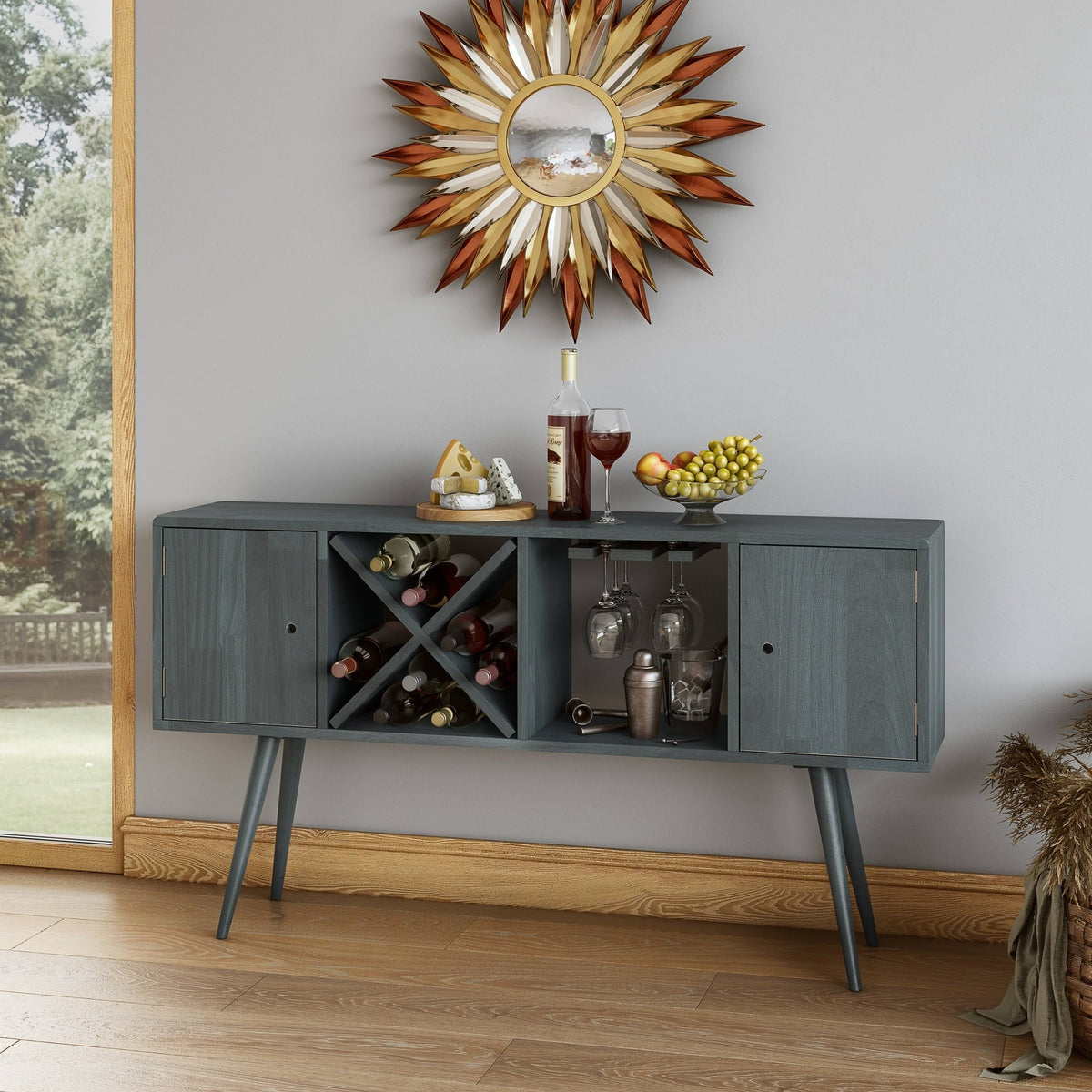 Mid Century Modern Wood Sideboard with Doors A7974