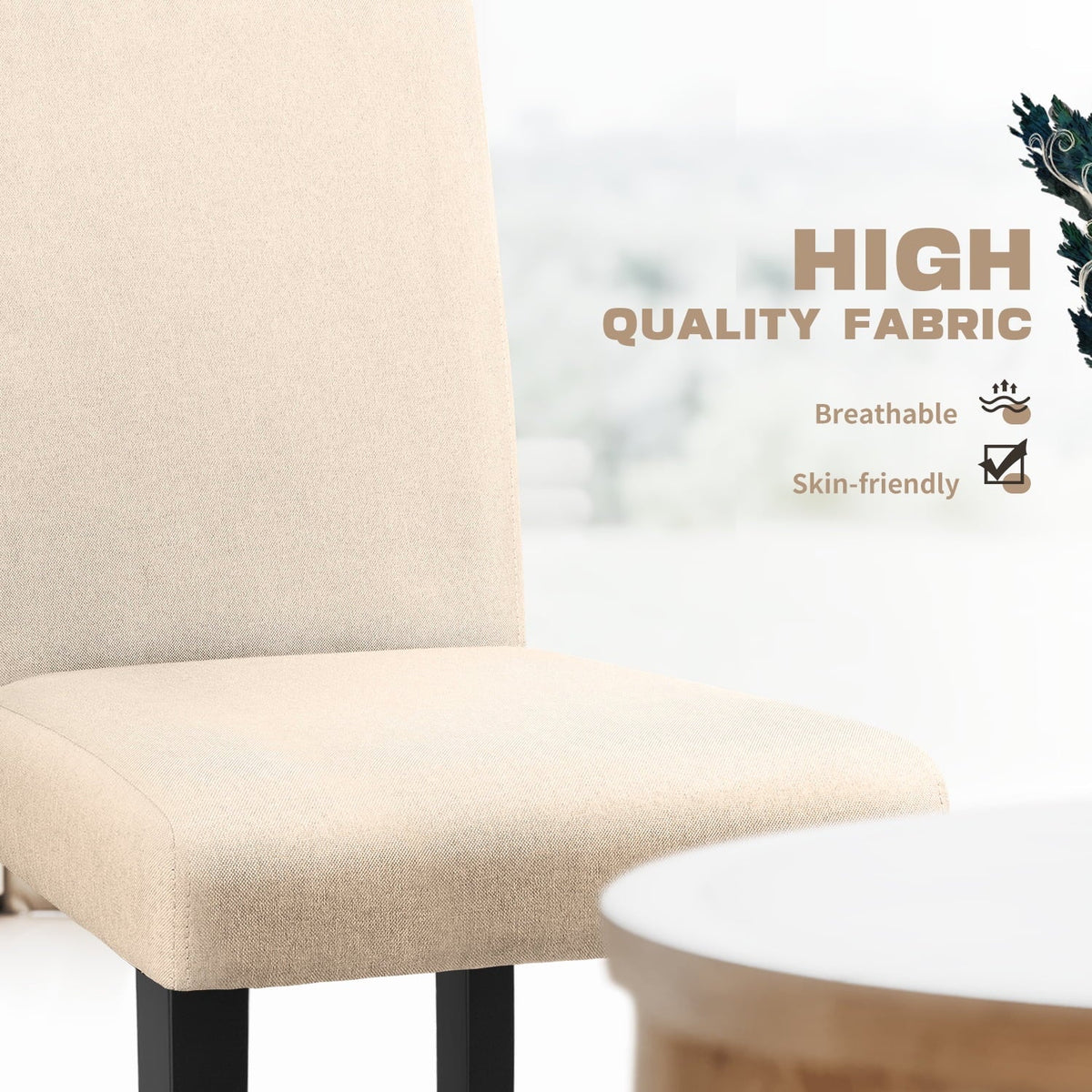 Set of 4 Upholstered Dining Chairs with Wooden Legs J26108