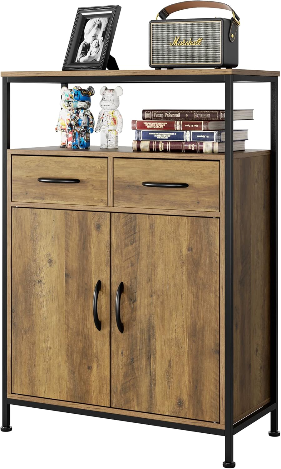 Industrial Storage Cabinet with Fabric Drawers and Doors E9616