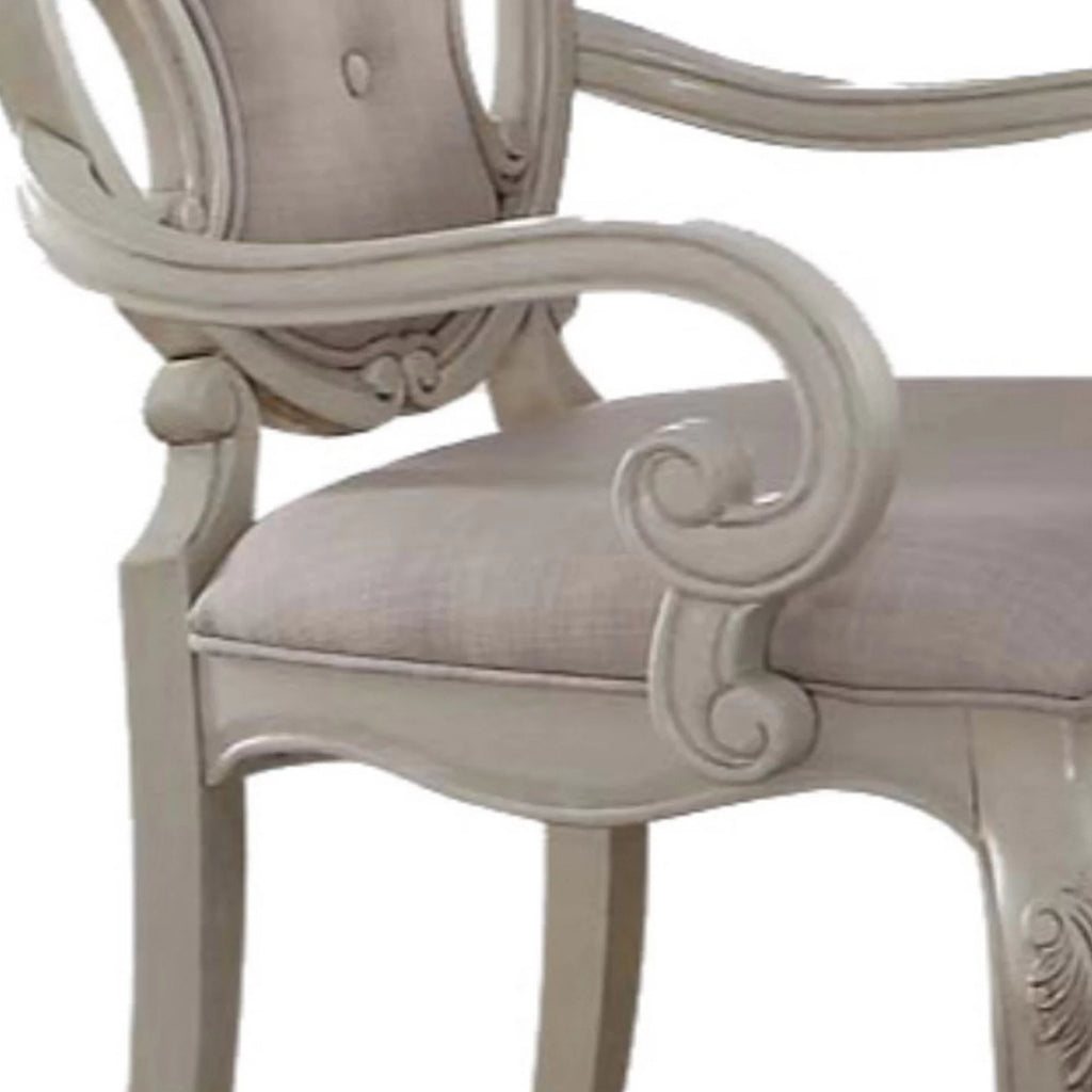 Fabric Upholstered Wooden Arm Chairs Set of Two O54985