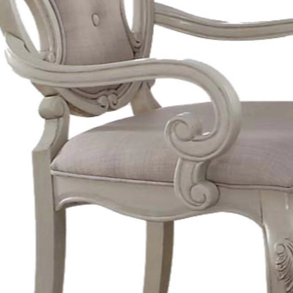 Fabric Upholstered Wooden Arm Chairs Set of Two O54985