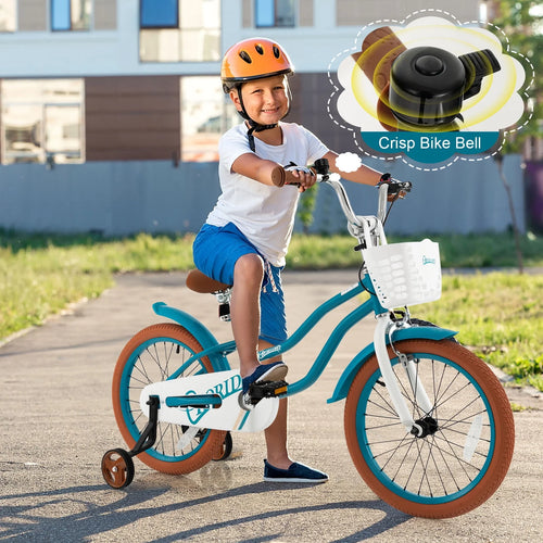 18'' Kids Bike with Training Wheel Kickstand Pink B991592