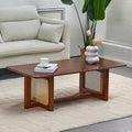 Rattan Coffee Table, 42.5 Inch Rectangular Solid Wood Table M133