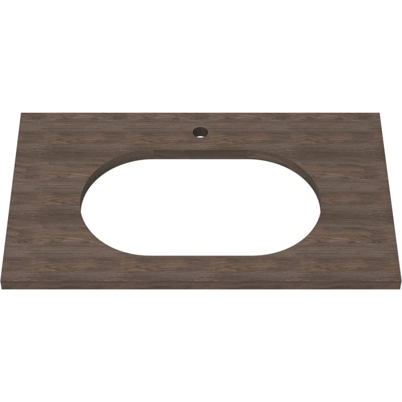 33 in. Above Counter Sink Top with Single Faucet Hole in Walnut N1564