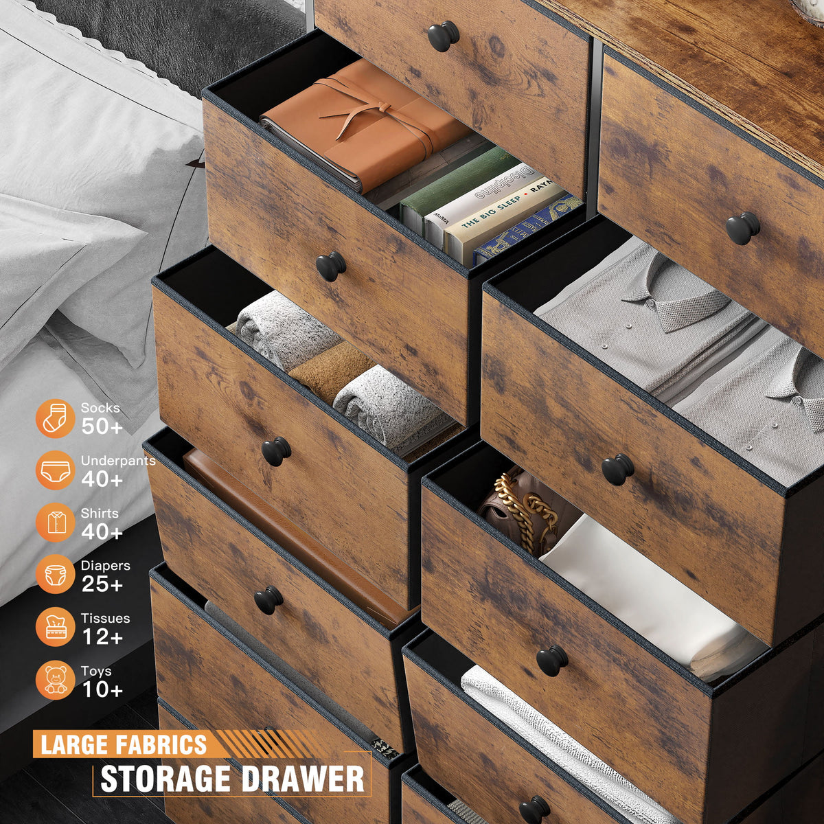 Set of 2 12 Drawer Fabric Dresser G288