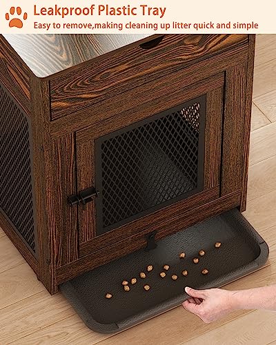 Wooden Dog Crate End Table with Storage Drawer R19794