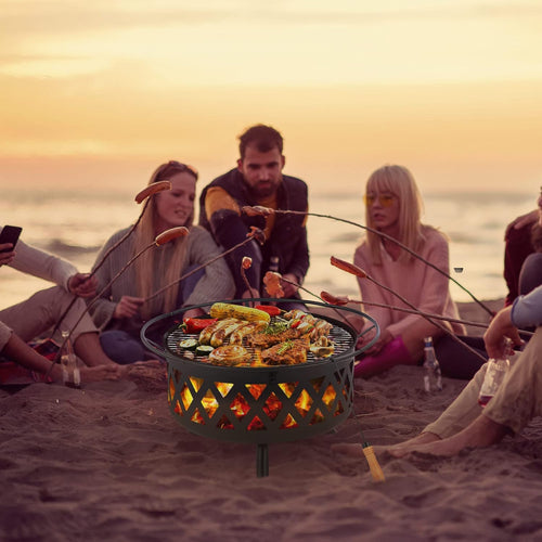 30-Inch Round Wood Burning Fire Pit with BBQ Grill Z5887