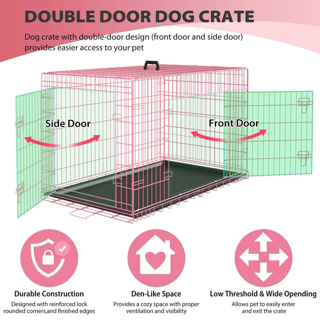 48 Inch Folding Wire Dog Crate with Double-Door A3711