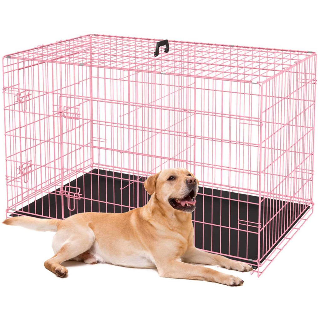48 Inch Folding Wire Dog Crate with Double-Door A3711