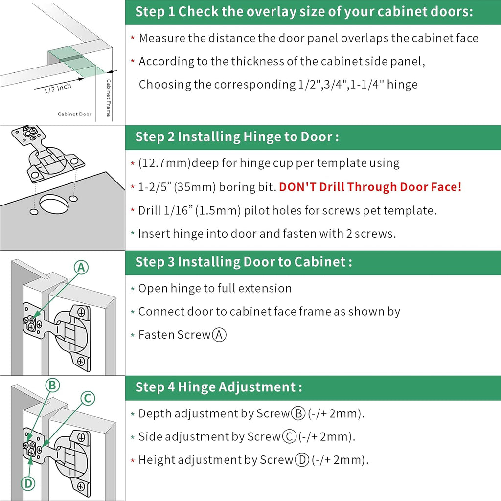 10 Pack 1/2 Inch Soft Close Cabinet Hinges Nickel Plated with Screws T922799