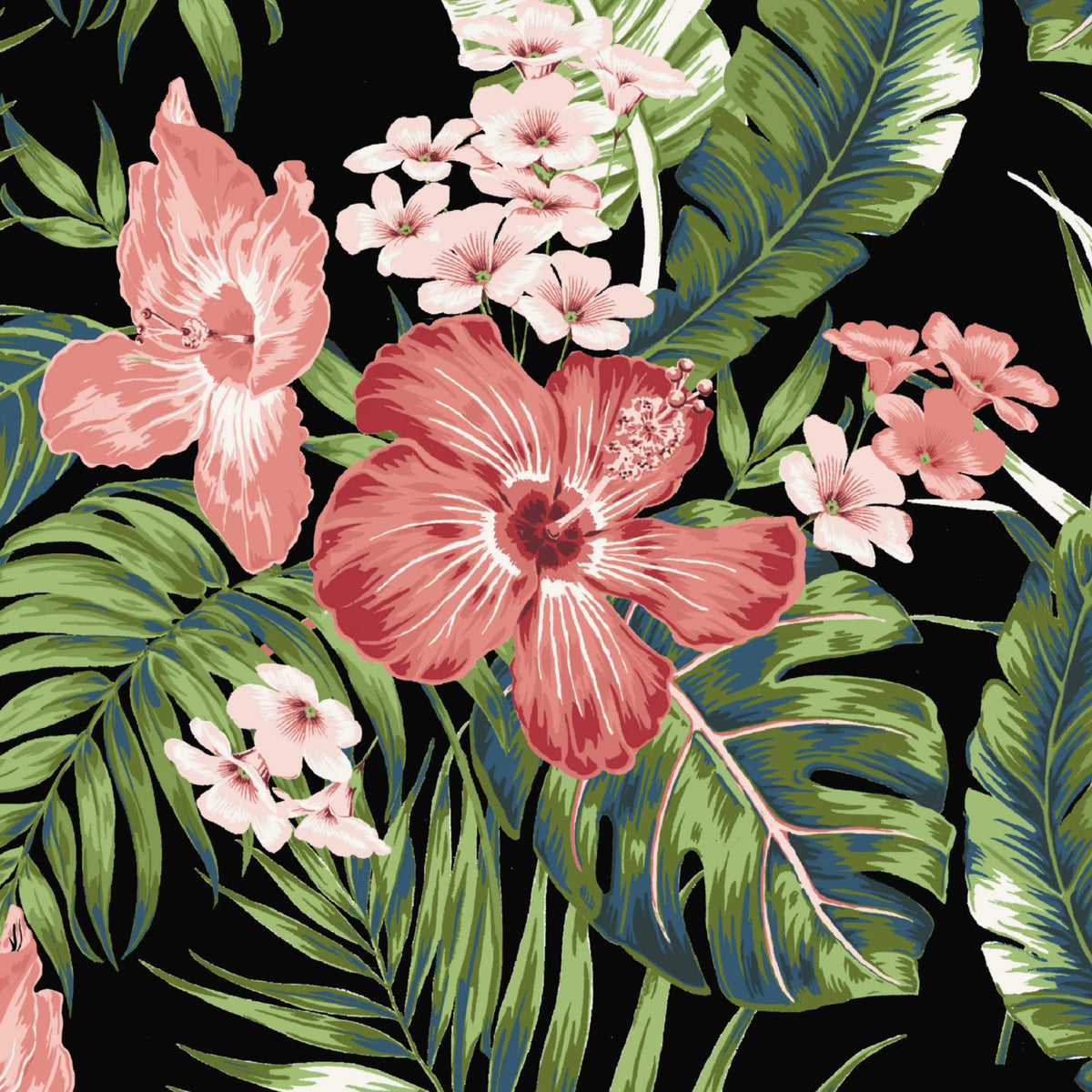 Black Tropical Rectangle Chaise Lounge Cushion G6664