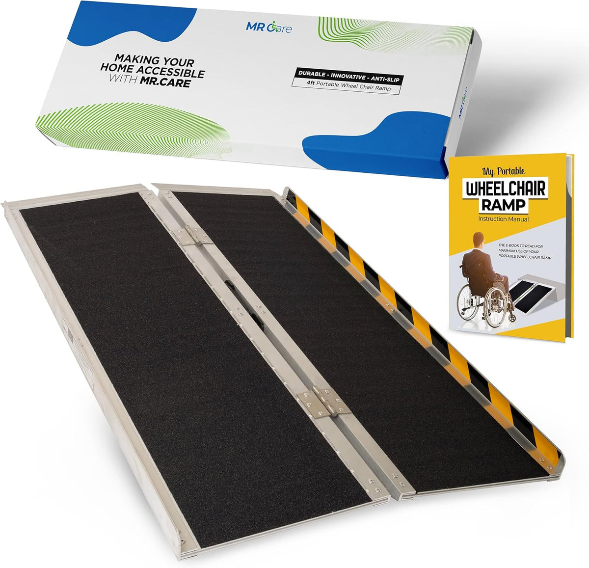 Portable Lightweight Foldable Wheelchair Ramp with Handle 4FT H259