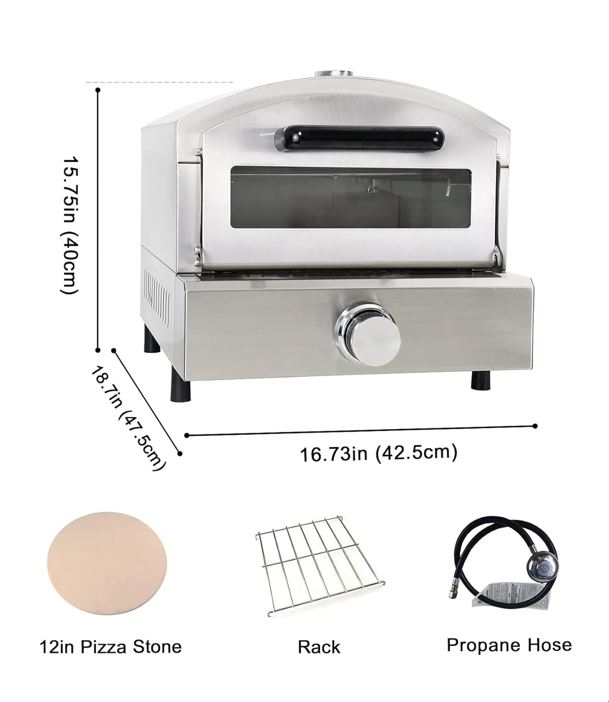 Portable Propane Outdoor Pizza Oven with 14in Pizza Stone W53359